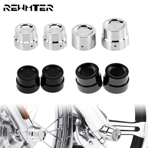 Motorcycle Front Rear Axle Nut Covers Caps Aluminum Black/Chrome  For Harley Dyna Sportster Touring XL 883 1200 Road King V-Rod ► Photo 1/6