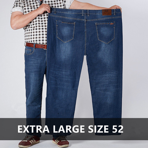 Classic Stretch Jeans Men Oversized Plus Size Big Denim Man Loose Stretch Pants 46 48 50 52 High Waisted Long Work Trousers Jean ► Photo 1/6