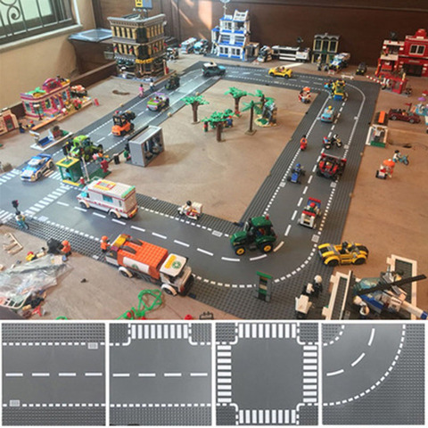 City Road Street Baseplate Straight Crossroad Curve T-Junction Building Blocks Base Plates Construction for Children Kids Gift ► Photo 1/2