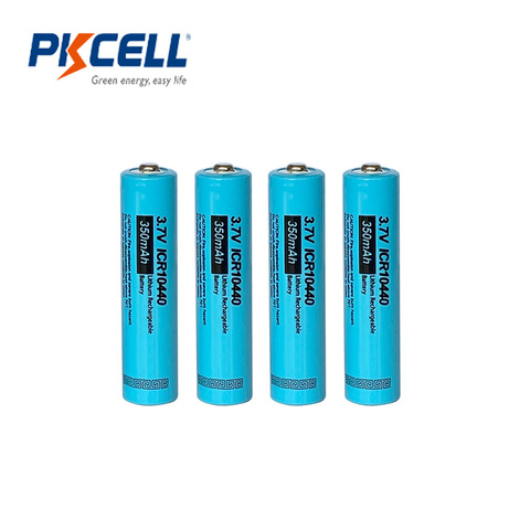 4PCS PKCELL ICR 10440 AAA lithium battery 350MAH 3.7v li-ion AAA rechargeable batteries button top flashlight electronic machine ► Photo 1/3