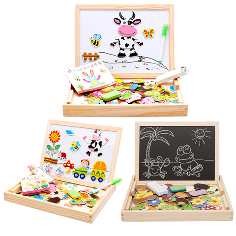 Baby Puzzle Child Educational Toys Multifunctional Magnetic Refrigerator Drawing Board Toy Kids Animal Cartoon 3D Wooden Puzzles ► Photo 1/6