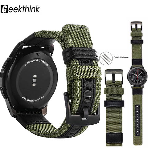 strap For Samsung Galaxy watch 3 46mm band gear s3 Frontier Classic nylon 22mm 20mm WatchWoven Nylon Band for 20mm 22mm Wrist ► Photo 1/6