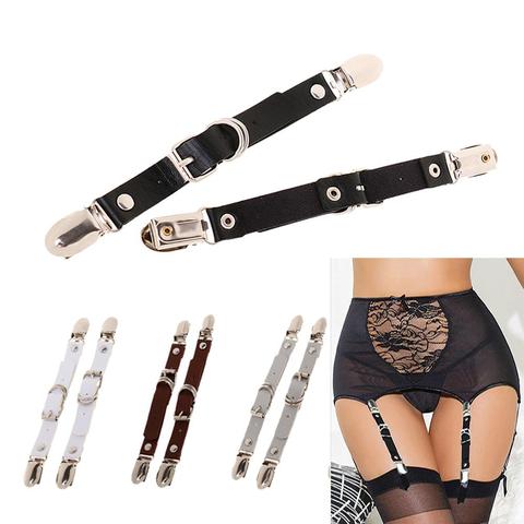 1 Pair PU Leather Elastic Leg Garter Belt Strap Sexy Leg Harness Thigh-High Stockings Belt Metal Clips Suspender Strap Muticolor ► Photo 1/6
