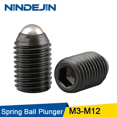 NINDEJIN 2-15pcs Hex Hexagon Socket Ball Point Set Screw Carbon Steel M2/M3/M4/M5/M8/M10/M12 Spring Ball Plunger Set Screw ► Photo 1/6