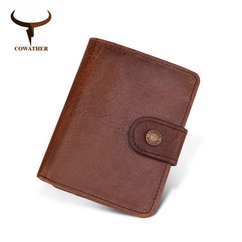 COWATHER men wallet 100% cow genuine leather high quality male purse fashion design short style wallet for men free shipping ► Photo 1/6