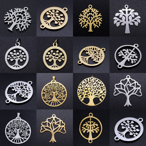 5pcs/lot diy heart tree of life stainless steel charm pendant wholesale family trees jewelry bracelet connector charms ► Photo 1/6