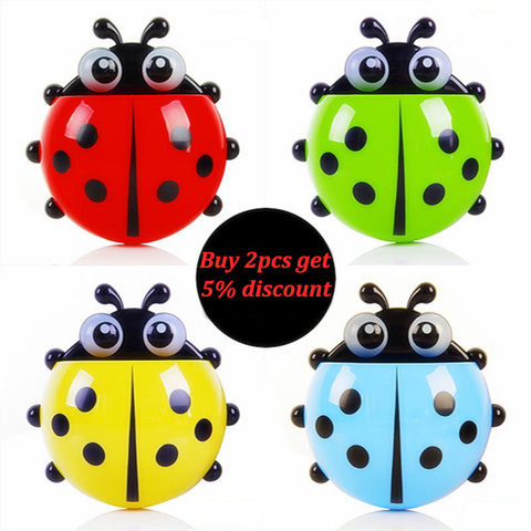1PC Cartoon Bathroom Toothpaste Organizer Ladybug Toothbrush Holder Animal Wall Suction Paste Holder Rack Container Accessories ► Photo 1/6