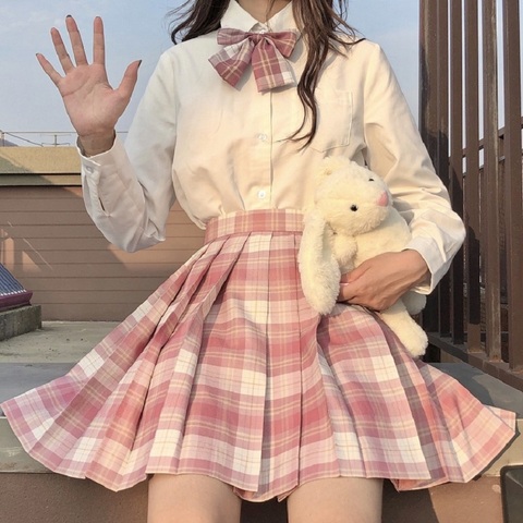 Women Pleat Skirt XS-2XL Harajuku Preppy Style High Waist Plaid Skirts Mini Japanese School Uniforms Ladies A-line Kawaii Skirt ► Photo 1/6