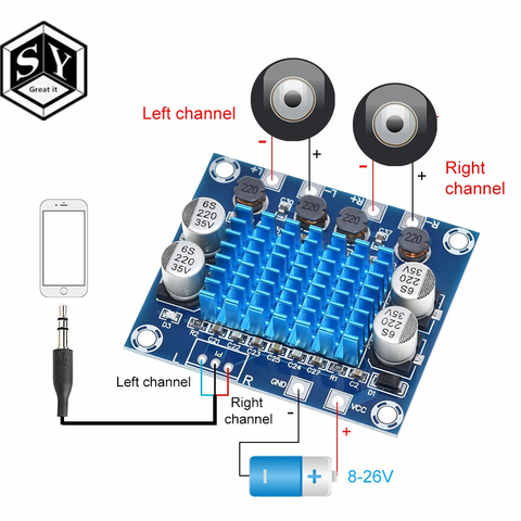 TPA3110 XH-A232 30W+30W 2.0 Channel Digital Stereo Audio Power Amplifier Board DC 8-26V 3A  for Arduino ► Photo 1/6