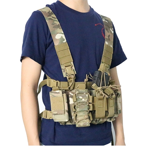 Adjustable Tactical Chest Rig Bag Radio Harness Chest Front Pack Pouch Holster Military Vest Chest Waist Two Way Radio Pocket ► Photo 1/6