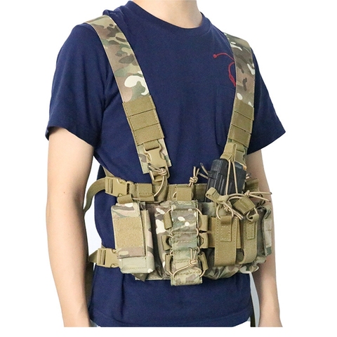 Chest Rig Bag Radio Harness Front Pouch Holster Military Vest Rig Bag  Adjustable