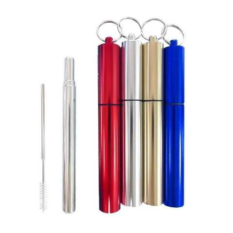 Portable Stainless Steel Telescopic Drinking Straw Travel Straw Reusable Straw with 1 Brush and Carry Case ► Photo 1/5