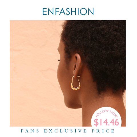 ENFASHION Geometric Irregular Hoop Earrings Simple Circle Hoops Small Water Droplets Earings For Women Pendientes Aros EC191028 ► Photo 1/6