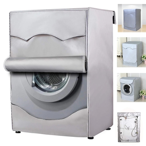 Laundry Dryer Cover Washing Machine Cover Polyester Fibre Waterproof Front Load  Sunscreen Laundry Silver Coating Dustproof Cove ► Photo 1/6