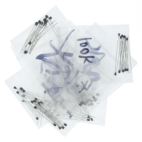 100pcs=10value*10pcs NTC Thermistor Resistor Kit NTC-MF52AT 1K 2K 3K 4.7K 5K 10K 20K 47K 50K 100K +-5% 3950B ► Photo 1/5