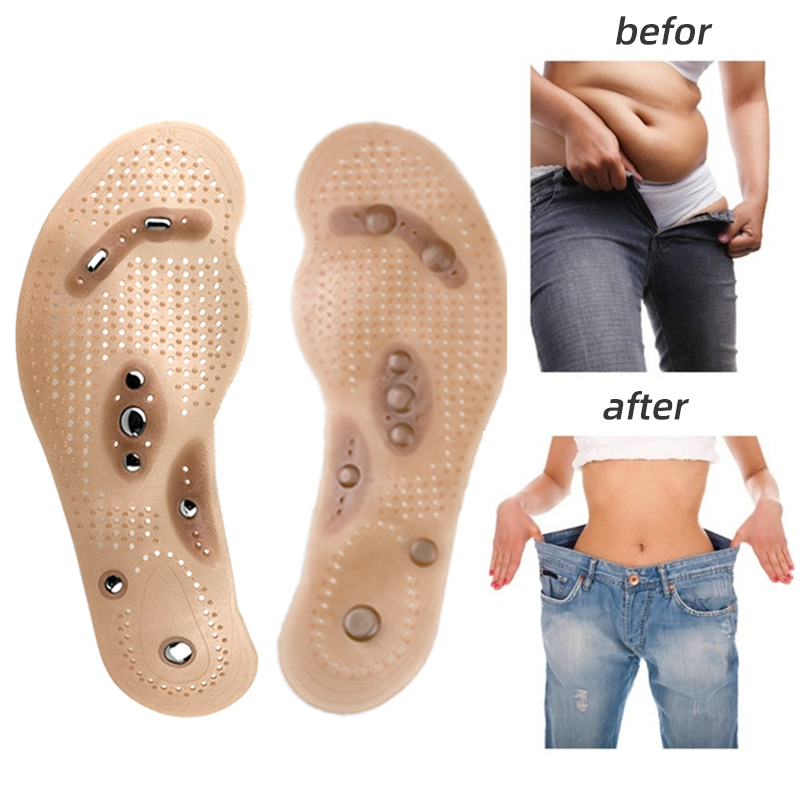 Magnetic Therapy Acupressure Slimming Insoles Foot Massager Help relax Body AT 