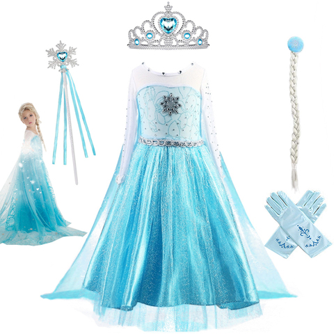 Fancy Baby Girl Princess Dresses for Girls Elsa Costume Bling Synthetic Crystal Bodice Elsa Party Dress Kids Snow Queen Cosplay ► Photo 1/6