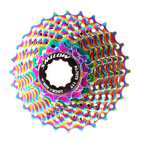 SMLLOW MTB Colorful Cassette Freewheel 9 Speed 11-13-15-17-19-21-23-25-28T Chrome-Molybdenum Steel Flywheel Rainbow Chain Parts ► Photo 1/6