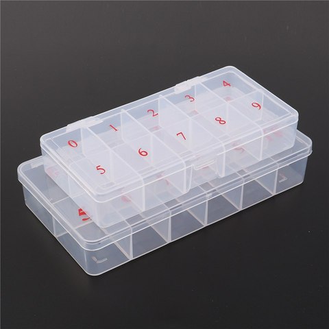 10/11 Fake Nail Art Tips Case Acrylic Plastic Cells False Box Storage Case Natural Translucent Nail Tool ► Photo 1/6