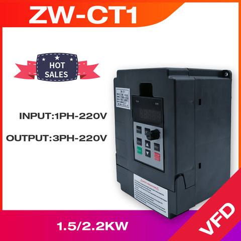 VFD Inverter VFD 1.5KW / 2.2KW  frequency inverter ZW-CT1 3P 220V Output Frequency Converter VFD Variable Frequency Drive ► Photo 1/4