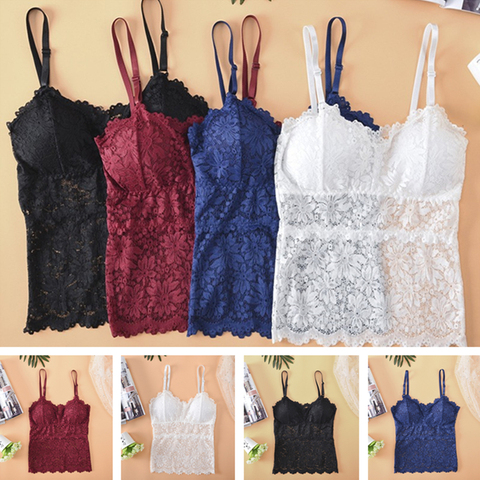Lace Vest Top Women lingerie Pad Sleeveless Straps Summer Print Tube Tank Tops One-piece Female Camisoles Underwear ► Photo 1/6