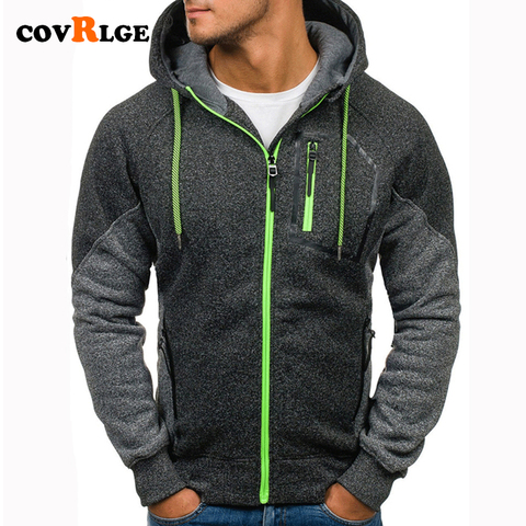 Covrlge Men's Hoodies Patchwork Sweatshirt 2022 New Hot Sale Raglan Hoody Autumn Winter Men's Zipper Sportswear Hoodie MWW180 ► Photo 1/6