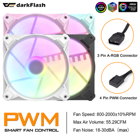 Darkflash 4Pin PWM 5V 3Pin ARGB Computer Heatsink Cooler Radiator 12cm Cooling Fan for Chassis PC Case Water Cooling Accessories ► Photo 1/6