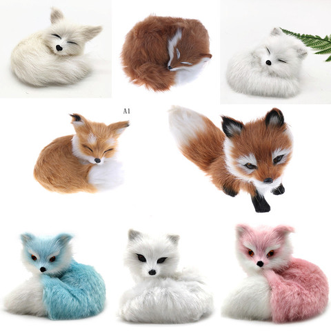 7Styles Cute Simulation Fox Toy Mini Squatting Fox Model Home Decoration Wedding Birthday Gift Stuffed Plush Toys ► Photo 1/6