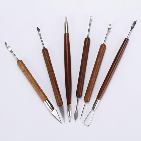 6pcs Polymer Clay Tools Pottery Ceramics Ribbon Sculpting Tools Set Pottery Clay Sculpture Caving Scraper Craft Modelling Tools ► Photo 1/6