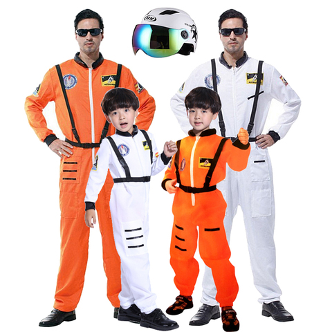 Baby Kids Adult Astronaut Costume Space Suit Pilots Jumpsuit Party Purim Carnival Cosplay Outfit Helmet For Men Boy ► Photo 1/6