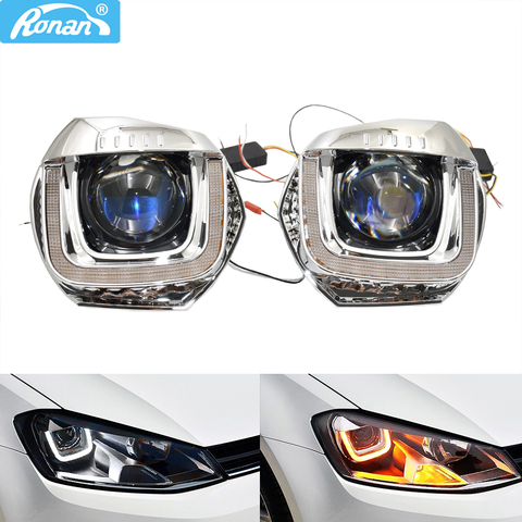 Ronan high configuration car headlight retrofit parts for 2013 Golf 7 original upgrade LED DRL use 3r g5  Q5 projector lens ► Photo 1/6