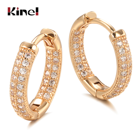 Kinel Hot Fashion Natural Zircon Stud Earrings For Women 585 Rose Gold Classic Cute Engagement Earrings Fine Jewelry ► Photo 1/6