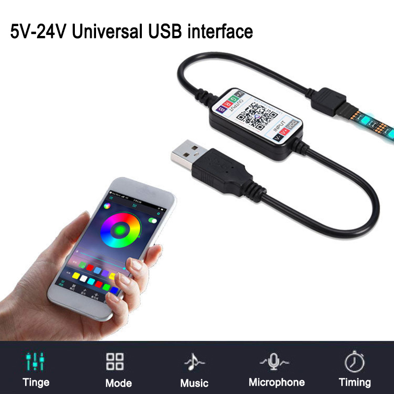 Mini Bluetooth LED Wireless App Phone Controller for RGB LED Strip Light 12V 24V 