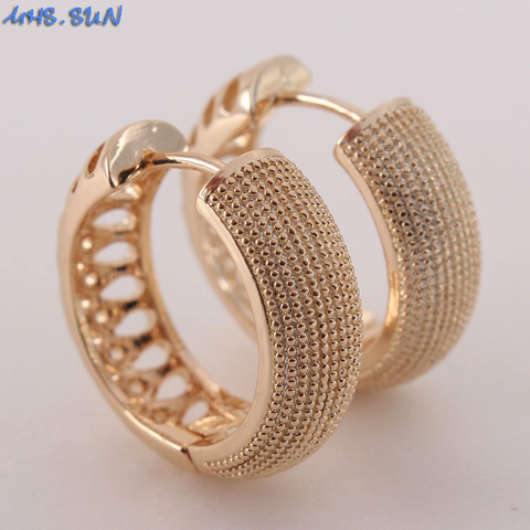 MHS.SUN Vintage Gold Color Women Hoop Earrings Hollow Design Girls Loop Earrings Luxury Ear Jewelry 1Pair For Gift ► Photo 1/6