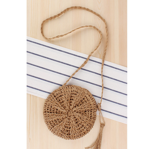 Rattan Woven Round Women Straw Bag Handbag Knit Summer Beach Bag Woman Shoulder Messenger Bag Tassel Khaki Beige Bags ► Photo 1/6