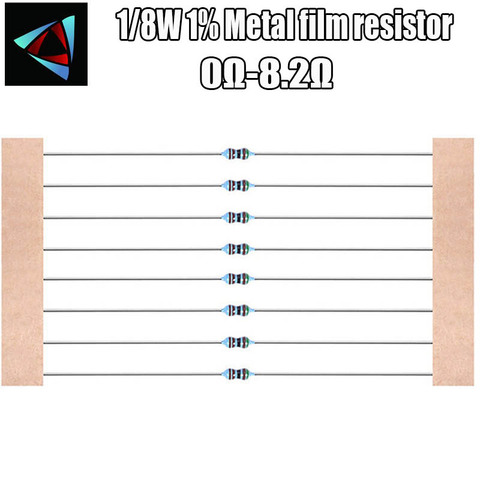 100pcs 1/8W 1% Metal film resistor 0R 1 1.2 1.5 1.8 2 2.2 2.4 2.7 3 3.3 3.6 3.9 4.3 4.7 5.1 5.6 6.2 6.8 7.5 8.2 ohm ► Photo 1/1