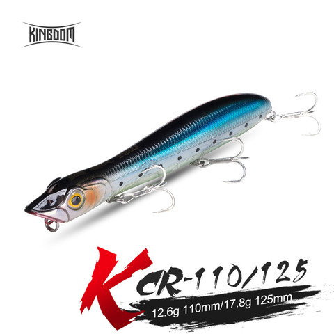 KINGDOM KCR Hot Fishing lures popper & pencil 110mm 125mm Floating Topwater  hard Baits hole on head design good action wobblers - Price history &  Review