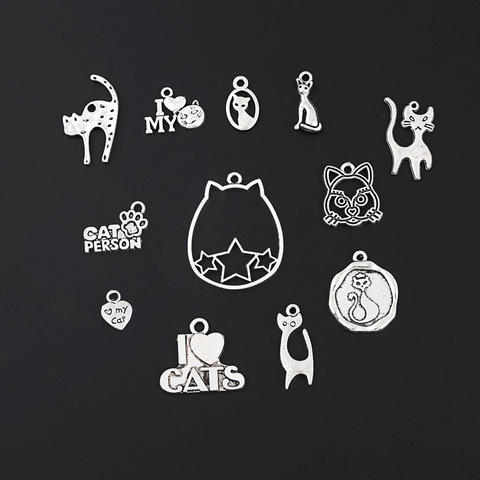 24pcs Mix Silver Color Big Face Cat Charms Cute Animal Pendant Jewelry Making DIY Handmade Craft Accessories M112 ► Photo 1/4
