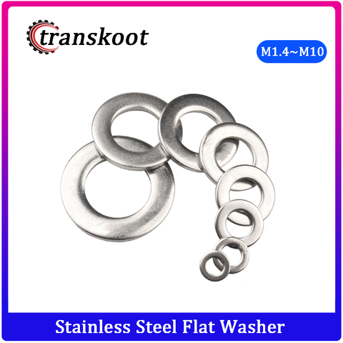 100pcs DIN125 ISO7089 M1.4 M1.6 M2 M2.5 M3 M3 M4 M5 M6 M8 M10 Stainless Steel 304 Flat Machine Plain Washer ► Photo 1/5