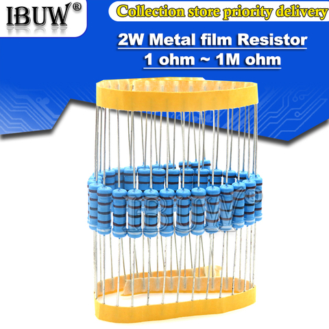 20pcs 2W Metal film resistor 1% 1R ~ 1M 2.2R 4.7R 10R 22R 47R 100R 220R 470R 1K 10K 100K 2.2 4.7 10 22 47 100 220 470 ohm ► Photo 1/3