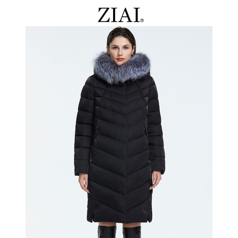 ZIAI 2022 Womens Winter Down Jacket Plus Size Coats Long Loose Fur Collar Female parkas fashion factory quality in stock FR-2160 ► Photo 1/6