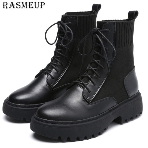 RASMEUP Plus Size 43 Women Sock Boots 2022 Brand Design Style Retro Breathable Winter Women's boot Fashion Ladies Shoes ► Photo 1/6