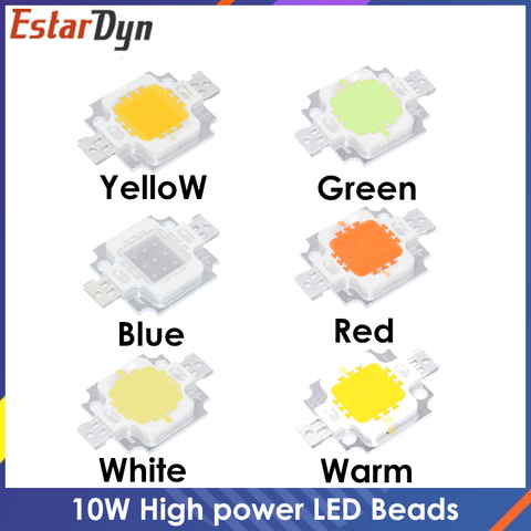 20Pcs 10W LED Integrated High power LED Beads 10W White/Blue/Red/Green/Yellow/Warm white/ 600mA 12.0V 800-1000LM 24*40mil ► Photo 1/6