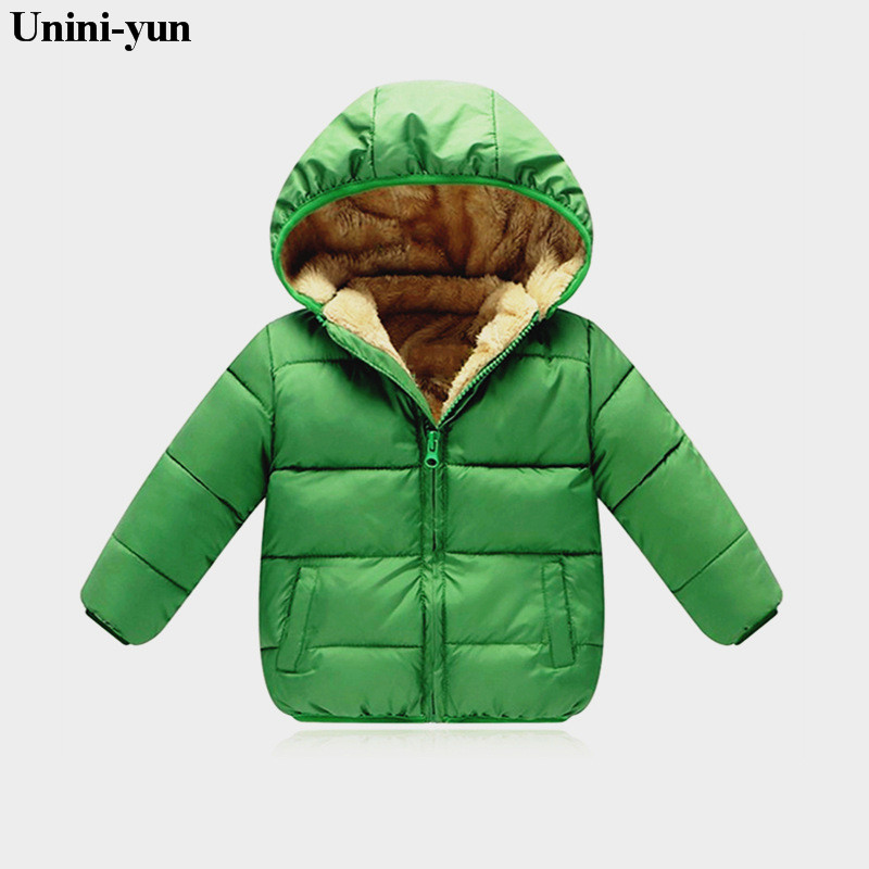 Unisex Cotton Padded Parkas Kids Boys Girls Winter Jacket Fur Hooded Thick Coats