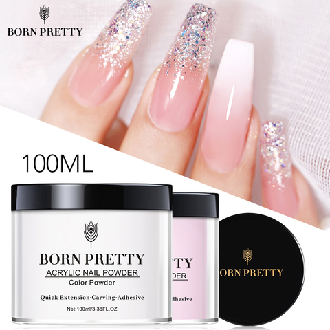 BORN PRETTY 100ml Acrylic Powder Clear Pink White Professional Carving Crystal Polymer Powder for Nail Tips Extenstion Nails Set ► Photo 1/6