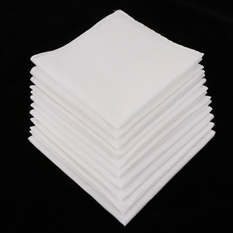 10pcs Mens White Handkerchiefs 100% Cotton Square Super Soft Washable Hanky Chest Towel Pocket Square 28 x 28cm ► Photo 1/6