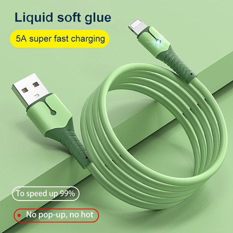 5A 8 Pin USB Cable For iPhone 12 Mini 12 Pro Max X XR 11 XS 8 7 6s Liquid Silicone Charging Cord Phone USB Data Cable ► Photo 1/6