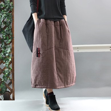 Winter Skirt Women Retro Loose padded Warm Casual Skirt 2022 New Ladies Elastic Waist Plaid Thicker All-match Skirt ► Photo 1/6