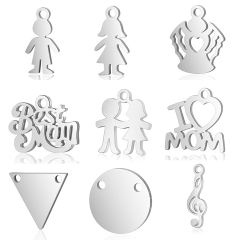 10pcs/lot Boy Girl Sister DIY Charms Wholesale 100% Stainless Steel Love Key Best Mom Pendant Music Note Skull Could Charm ► Photo 1/6