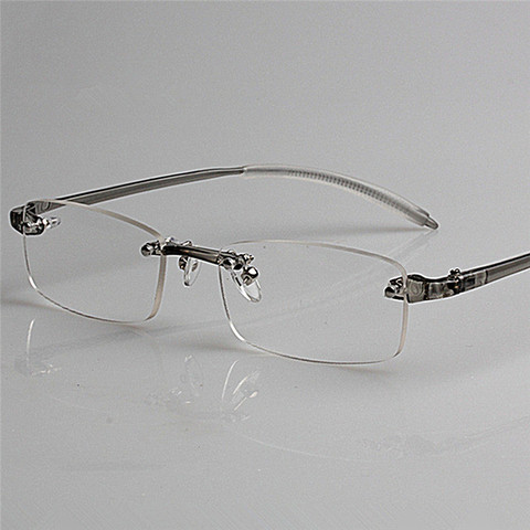Frameless Transparent Lens Reading Glasses Gray Fatigue Reader Eyewear Okulary diopter 1.0 1.5 2.0 2.5 3.0 002 ► Photo 1/6